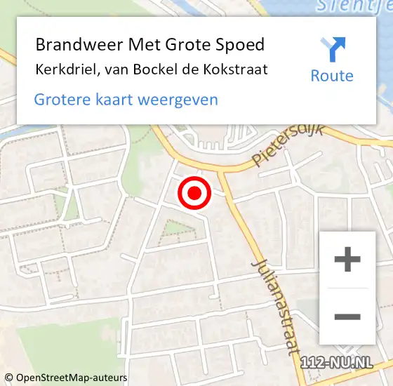 Locatie op kaart van de 112 melding: Brandweer Met Grote Spoed Naar Kerkdriel, van Bockel de Kokstraat op 13 september 2022 19:51