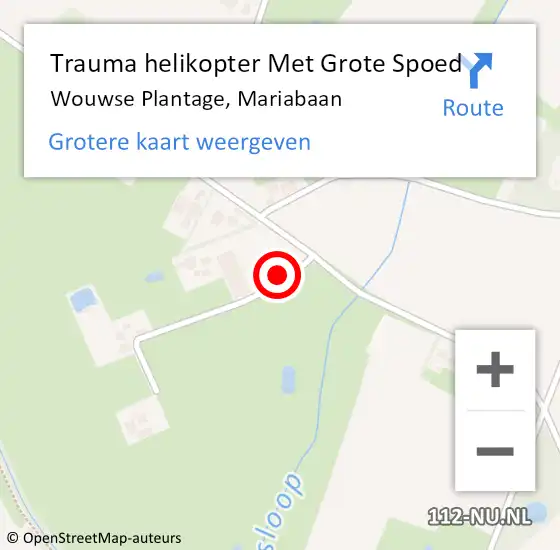 Locatie op kaart van de 112 melding: Trauma helikopter Met Grote Spoed Naar Wouwse Plantage, Mariabaan op 13 september 2022 19:51