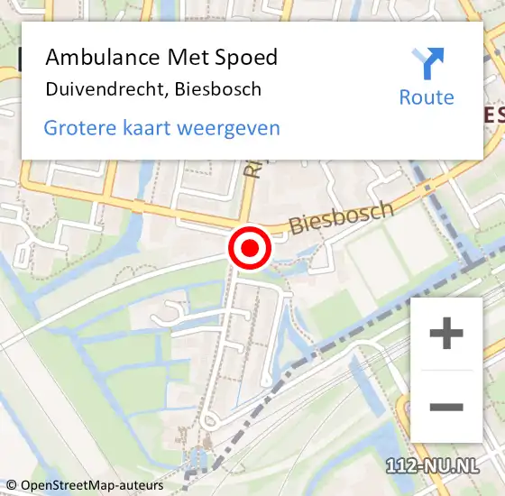 Locatie op kaart van de 112 melding: Ambulance Met Spoed Naar Duivendrecht, Biesbosch op 13 september 2022 19:57