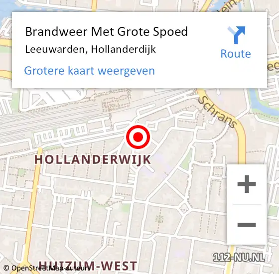 Locatie op kaart van de 112 melding: Brandweer Met Grote Spoed Naar Leeuwarden, Hollanderdijk op 13 september 2022 20:13