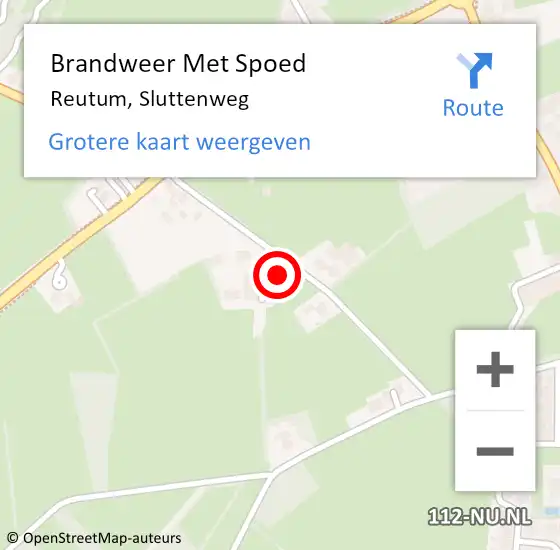 Locatie op kaart van de 112 melding: Brandweer Met Spoed Naar Reutum, Sluttenweg op 13 september 2022 20:28