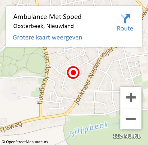 Locatie op kaart van de 112 melding: Ambulance Met Spoed Naar Oosterbeek, Nieuwland op 13 september 2022 20:58