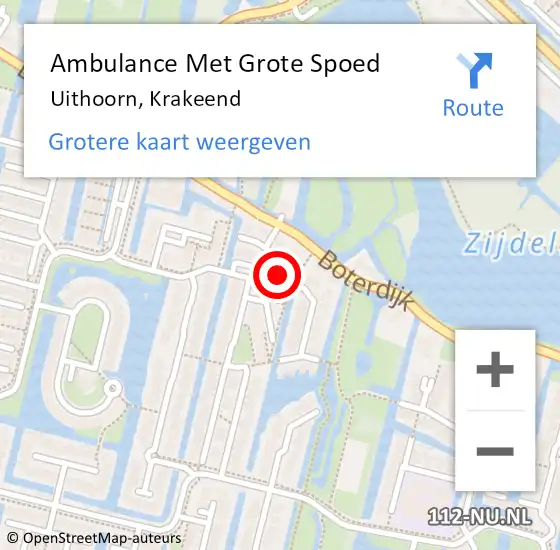 Locatie op kaart van de 112 melding: Ambulance Met Grote Spoed Naar Uithoorn, Krakeend op 13 september 2022 21:17