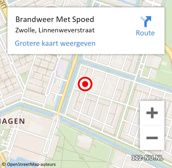 Locatie op kaart van de 112 melding: Brandweer Met Spoed Naar Zwolle, Linnenweverstraat op 13 september 2022 21:40