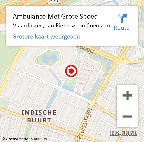 Locatie op kaart van de 112 melding: Ambulance Met Grote Spoed Naar Vlaardingen, Jan Pieterszoon Coenlaan op 13 september 2022 22:34