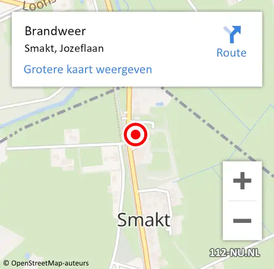 Locatie op kaart van de 112 melding: Brandweer Smakt, Jozeflaan op 9 oktober 2013 22:45