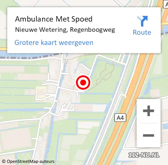 Locatie op kaart van de 112 melding: Ambulance Met Spoed Naar Nieuwe Wetering, Regenboogweg op 14 september 2022 02:16