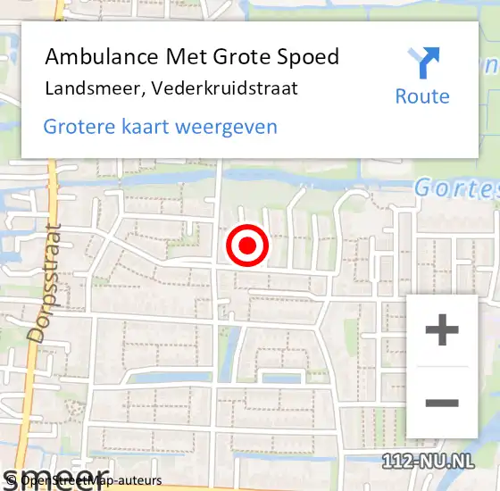 Locatie op kaart van de 112 melding: Ambulance Met Grote Spoed Naar Landsmeer, Vederkruidstraat op 14 september 2022 02:50
