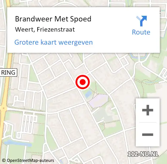 Locatie op kaart van de 112 melding: Brandweer Met Spoed Naar Weert, Friezenstraat op 14 september 2022 02:53