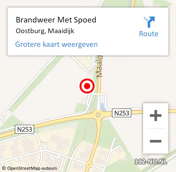 Locatie op kaart van de 112 melding: Brandweer Met Spoed Naar Oostburg, Maaidijk op 14 september 2022 03:23