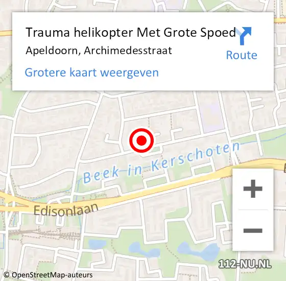 Locatie op kaart van de 112 melding: Trauma helikopter Met Grote Spoed Naar Apeldoorn, Archimedesstraat op 14 september 2022 03:31