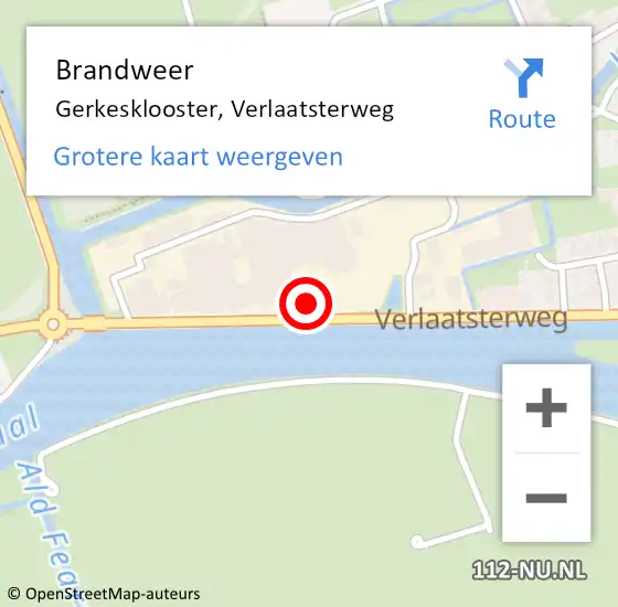 Locatie op kaart van de 112 melding: Brandweer Gerkesklooster, Verlaatsterweg op 29 juli 2014 10:27