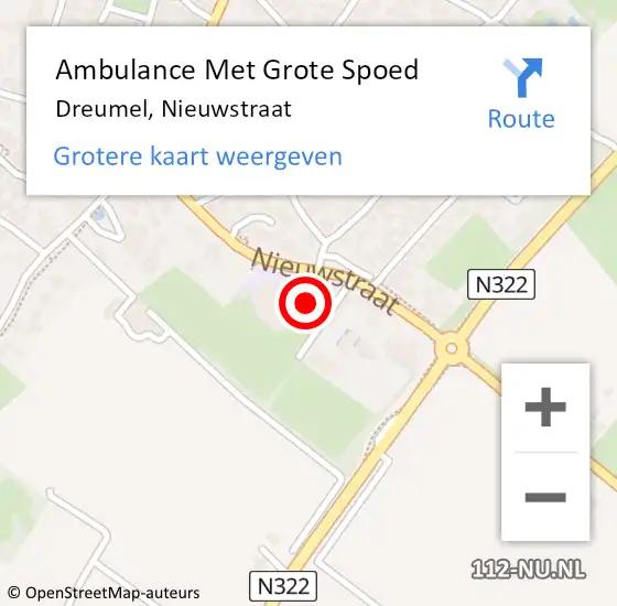 Locatie op kaart van de 112 melding: Ambulance Met Grote Spoed Naar Dreumel, Nieuwstraat op 14 september 2022 04:31