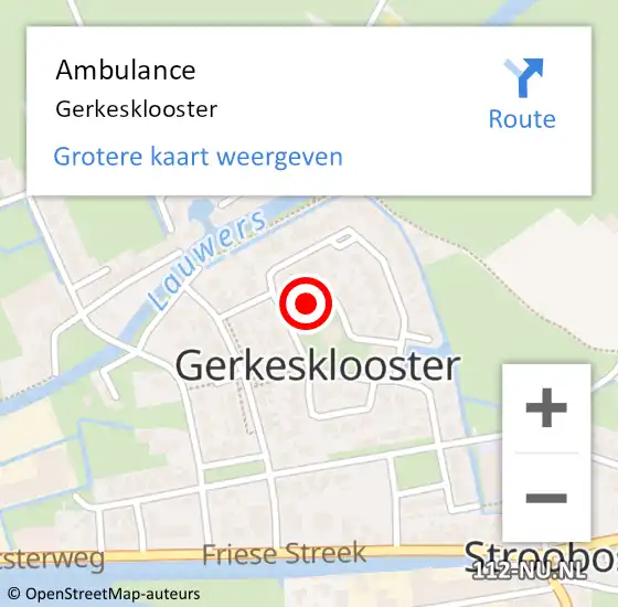Locatie op kaart van de 112 melding: Ambulance Gerkesklooster op 29 juli 2014 10:27