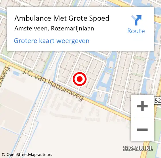 Locatie op kaart van de 112 melding: Ambulance Met Grote Spoed Naar Amstelveen, Rozemarijnlaan op 14 september 2022 06:20