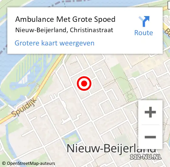 Locatie op kaart van de 112 melding: Ambulance Met Grote Spoed Naar Nieuw-Beijerland, Christinastraat op 14 september 2022 06:48