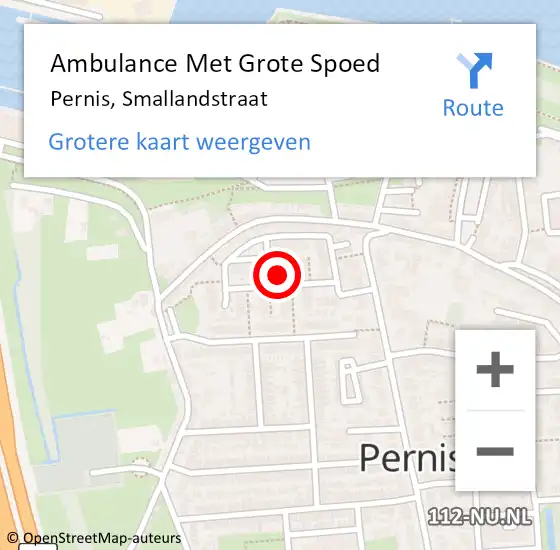 Locatie op kaart van de 112 melding: Ambulance Met Grote Spoed Naar Pernis, Smallandstraat op 14 september 2022 07:00