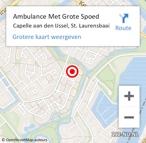 Locatie op kaart van de 112 melding: Ambulance Met Grote Spoed Naar Capelle aan den IJssel, St. Laurensbaai op 14 september 2022 07:32