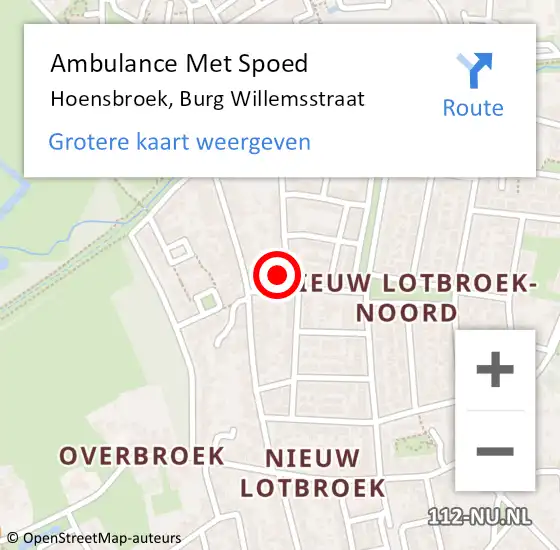 Locatie op kaart van de 112 melding: Ambulance Met Spoed Naar Hoensbroek, Burg Willemsstraat op 29 juli 2014 10:30