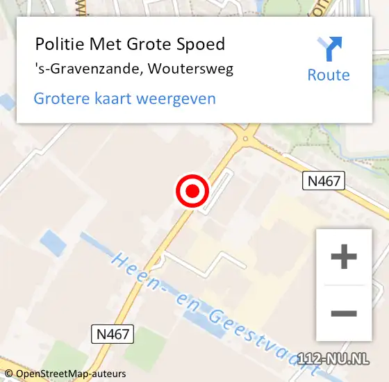 Locatie op kaart van de 112 melding: Politie Met Grote Spoed Naar 's-Gravenzande, Woutersweg op 14 september 2022 07:44