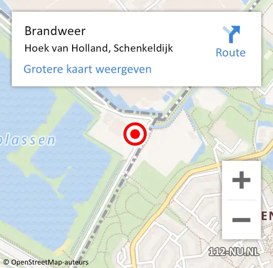 Locatie op kaart van de 112 melding: Brandweer Hoek van Holland, Schenkeldijk op 14 september 2022 07:59