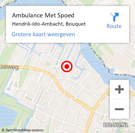 Locatie op kaart van de 112 melding: Ambulance Met Spoed Naar Hendrik-Ido-Ambacht, Bouquet op 14 september 2022 08:00