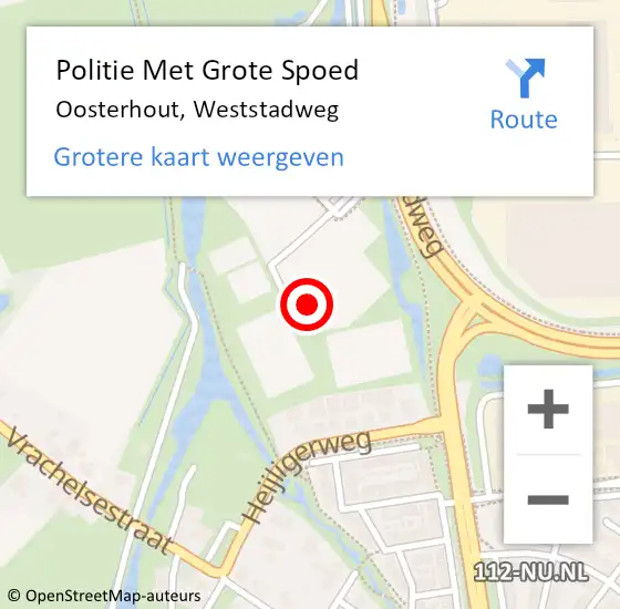 Locatie op kaart van de 112 melding: Politie Met Grote Spoed Naar Oosterhout, Weststadweg op 14 september 2022 08:05