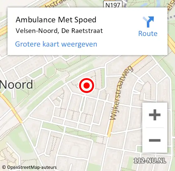 Locatie op kaart van de 112 melding: Ambulance Met Spoed Naar Velsen-Noord, De Raetstraat op 14 september 2022 08:21