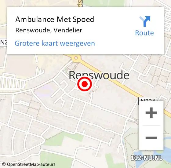 Locatie op kaart van de 112 melding: Ambulance Met Spoed Naar Renswoude, Vendelier op 14 september 2022 08:22