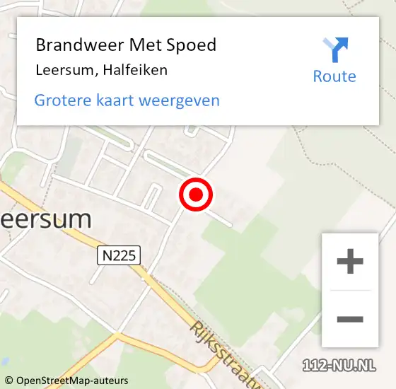 Locatie op kaart van de 112 melding: Brandweer Met Spoed Naar Leersum, Halfeiken op 14 september 2022 08:31