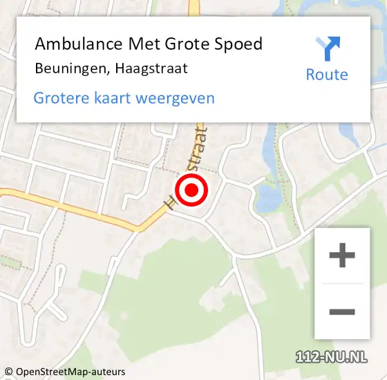 Locatie op kaart van de 112 melding: Ambulance Met Grote Spoed Naar Beuningen, Haagstraat op 14 september 2022 08:32