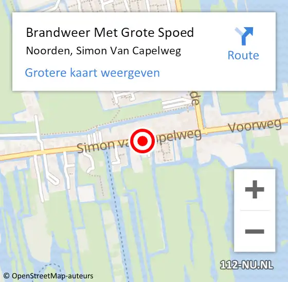 Locatie op kaart van de 112 melding: Brandweer Met Grote Spoed Naar Noorden, Simon van Capelweg op 29 juli 2014 10:35