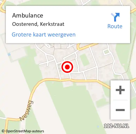 Locatie op kaart van de 112 melding: Ambulance Oosterend, Kerkstraat op 14 september 2022 09:24