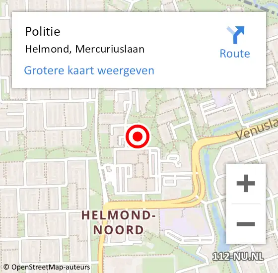 Locatie op kaart van de 112 melding: Politie Helmond, Mercuriuslaan op 14 september 2022 09:28