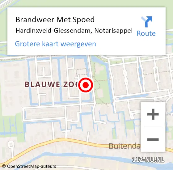 Locatie op kaart van de 112 melding: Brandweer Met Spoed Naar Hardinxveld-Giessendam, Notarisappel op 14 september 2022 09:57