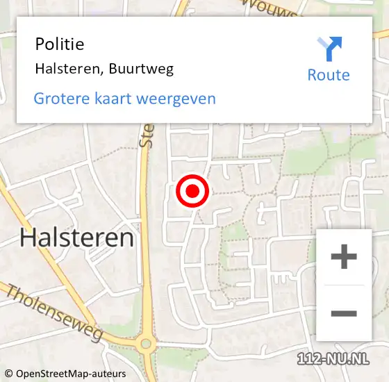 Locatie op kaart van de 112 melding: Politie Halsteren, Buurtweg op 14 september 2022 09:58