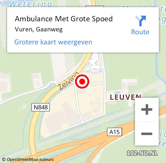 Locatie op kaart van de 112 melding: Ambulance Met Grote Spoed Naar Vuren, Gaanweg op 14 september 2022 10:11