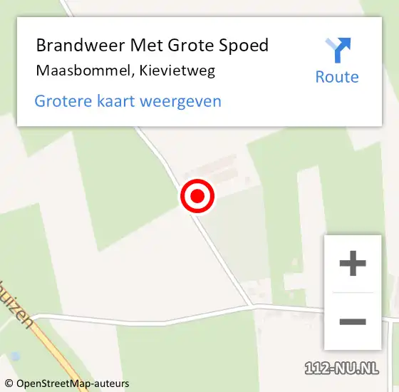 Locatie op kaart van de 112 melding: Brandweer Met Grote Spoed Naar Maasbommel, Kievietweg op 14 september 2022 10:24