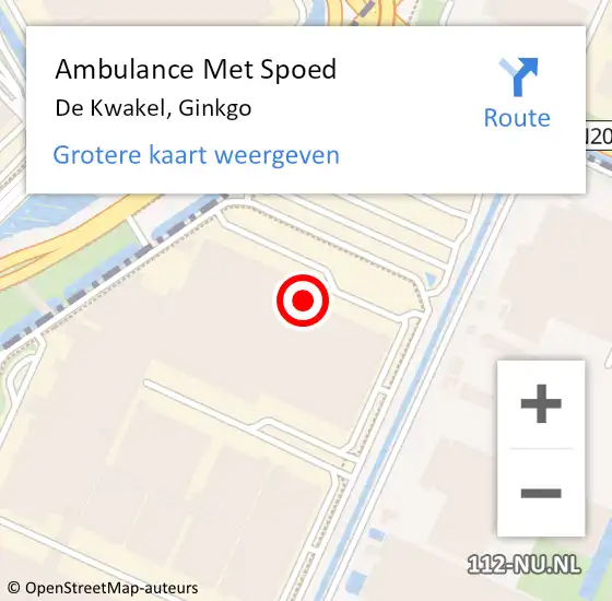 Locatie op kaart van de 112 melding: Ambulance Met Spoed Naar De Kwakel, Ginkgo op 14 september 2022 10:30