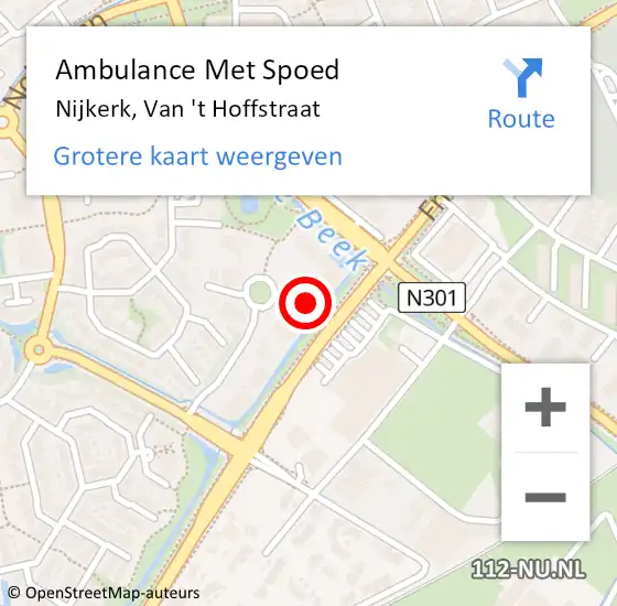 Locatie op kaart van de 112 melding: Ambulance Met Spoed Naar Nijkerk, Van 't Hoffstraat op 14 september 2022 10:57