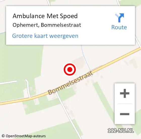 Locatie op kaart van de 112 melding: Ambulance Met Spoed Naar Ophemert, Bommelsestraat op 14 september 2022 11:01