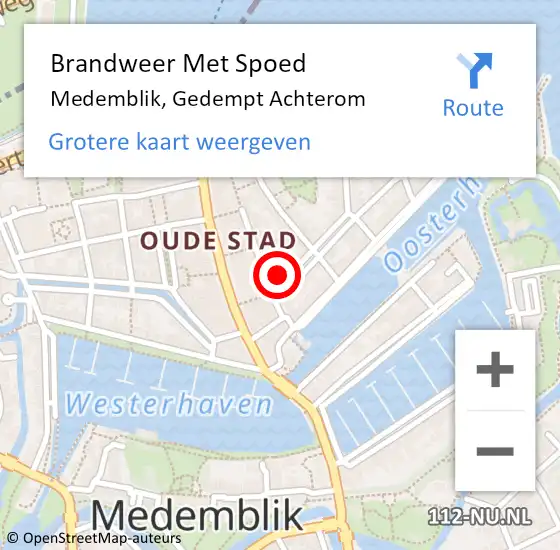 Locatie op kaart van de 112 melding: Brandweer Met Spoed Naar Medemblik, Gedempt Achterom op 14 september 2022 11:33