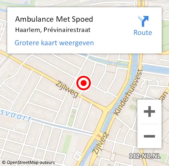 Locatie op kaart van de 112 melding: Ambulance Met Spoed Naar Haarlem, Prévinairestraat op 14 september 2022 11:41