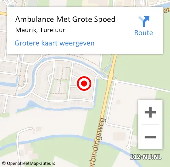 Locatie op kaart van de 112 melding: Ambulance Met Grote Spoed Naar Maurik, Tureluur op 14 september 2022 12:04