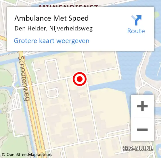 Locatie op kaart van de 112 melding: Ambulance Met Spoed Naar Den Helder, Nijverheidsweg op 14 september 2022 12:14