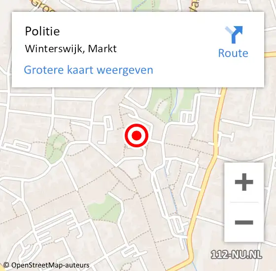 Locatie op kaart van de 112 melding: Politie Winterswijk, Markt op 14 september 2022 12:17