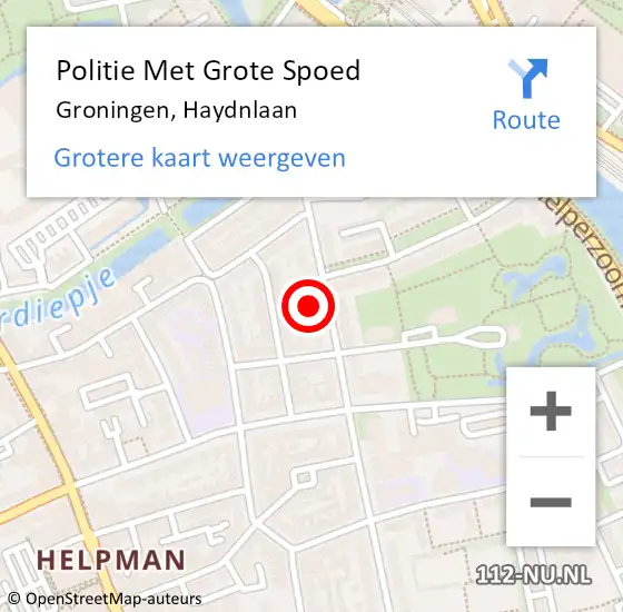 Locatie op kaart van de 112 melding: Politie Met Grote Spoed Naar Groningen, Haydnlaan op 14 september 2022 12:19