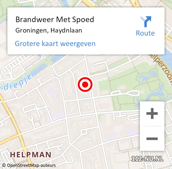 Locatie op kaart van de 112 melding: Brandweer Met Spoed Naar Groningen, Haydnlaan op 14 september 2022 12:19