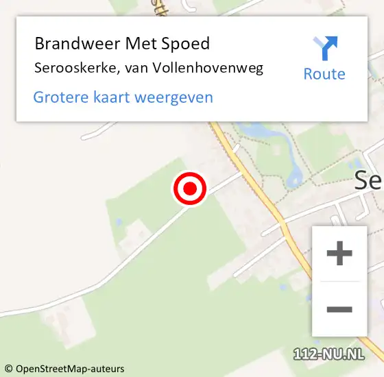 Locatie op kaart van de 112 melding: Brandweer Met Spoed Naar Serooskerke, van Vollenhovenweg op 14 september 2022 12:21