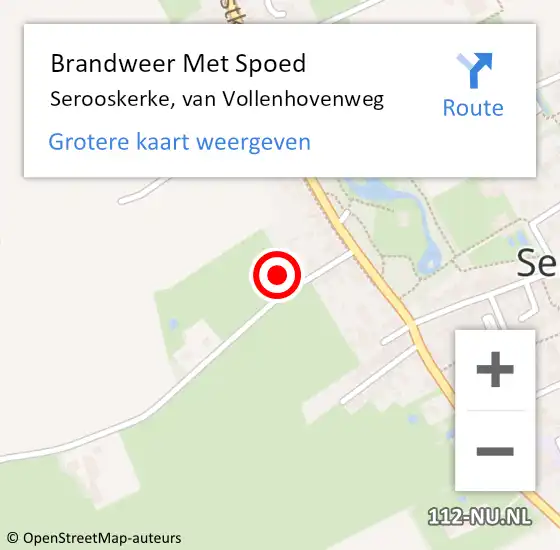 Locatie op kaart van de 112 melding: Brandweer Met Spoed Naar Serooskerke, van Vollenhovenweg op 14 september 2022 12:34
